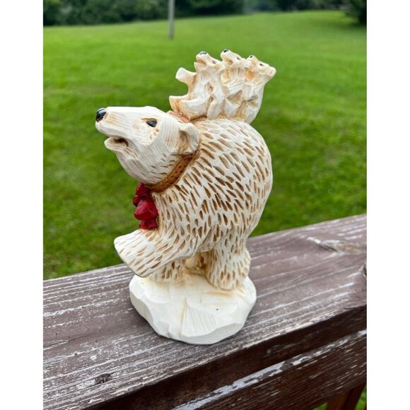 David Frykman Vintage Christmas 1995 Polar Bear with Three Cubs on her back - Picture 2 of 5